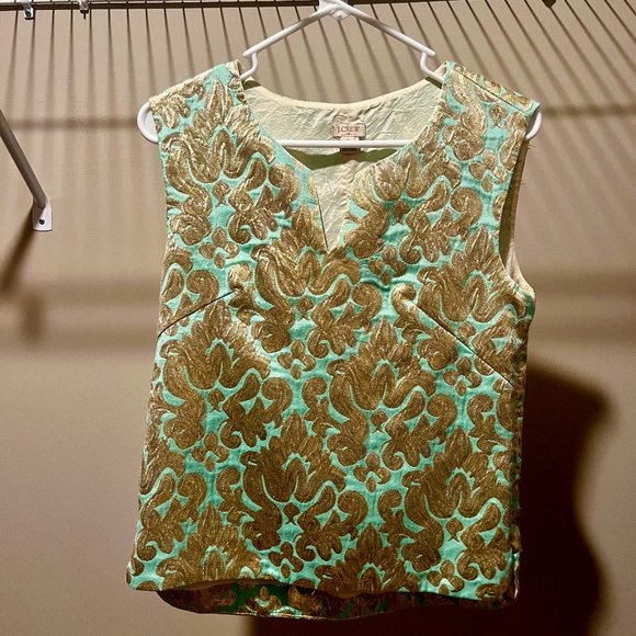 J. Crew Metallic Overlay Jacquard Top - Size 2 - Picture 1 of 3